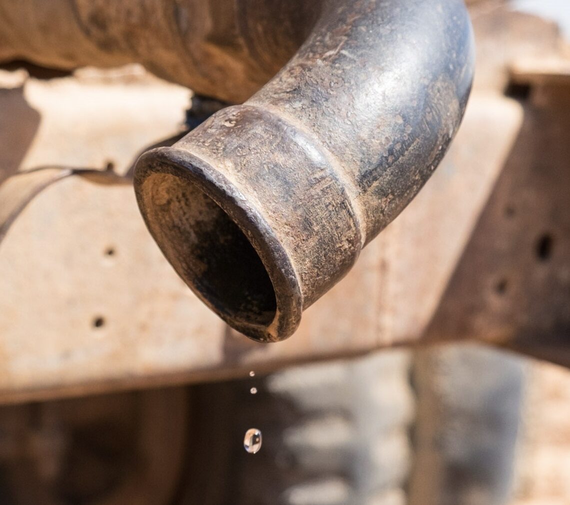 A Palestinian water pipe in the Jordan Valley runs dry