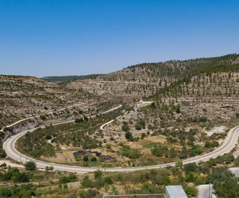 Birds eye view of the Roman terraces of Battir