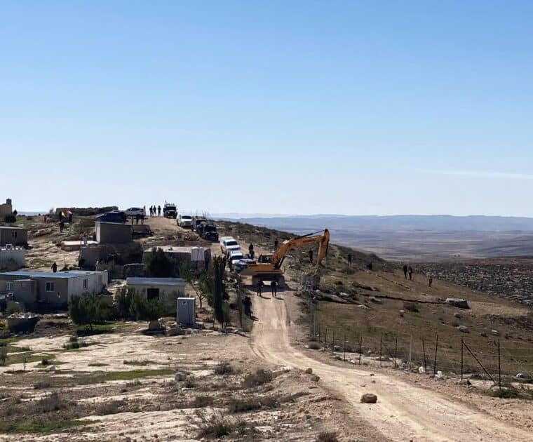 Demolition convoy destroying water cisterns at Khallet Athaba