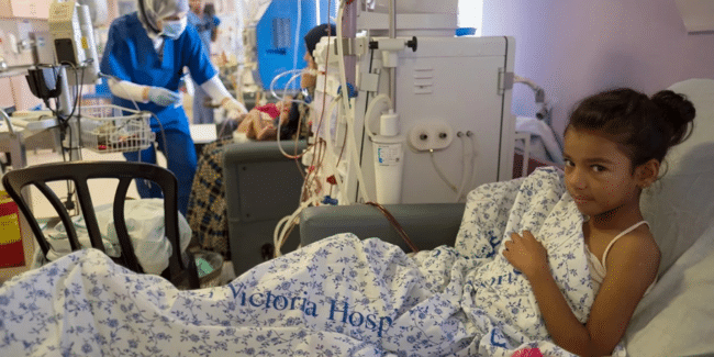 Aisha in hospital, credit Victoria Hospital